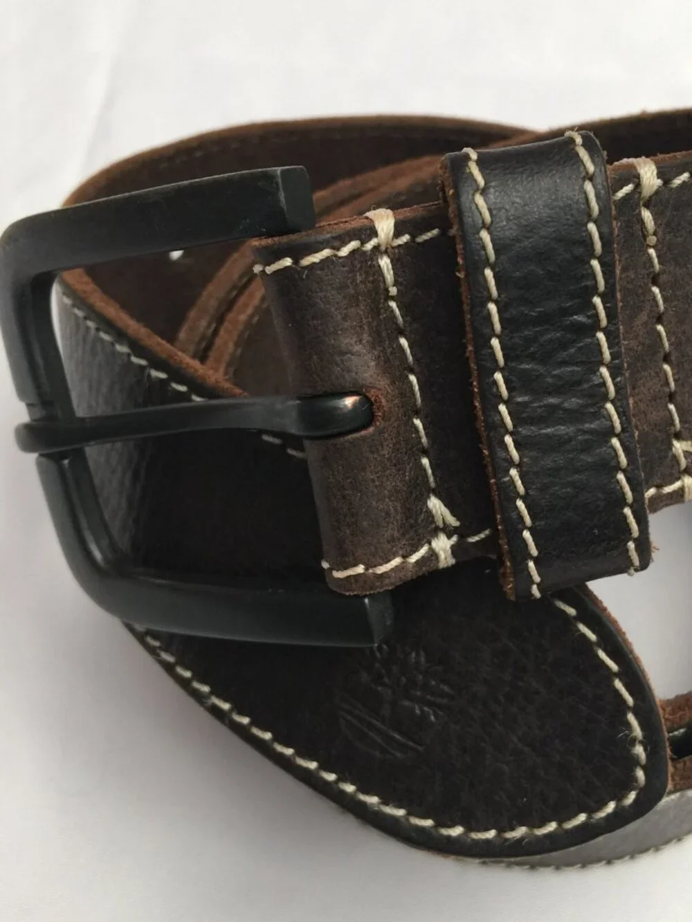 TIMBERLAND LEATHER BELT MENS 34 DARK BROWN 42.25
